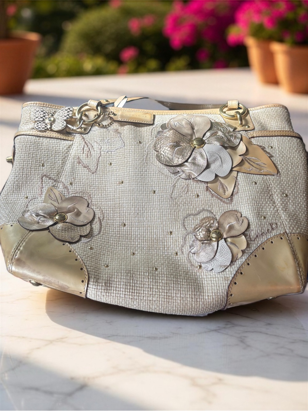Coach Limited Edition Hamptons Floral Straw Bag